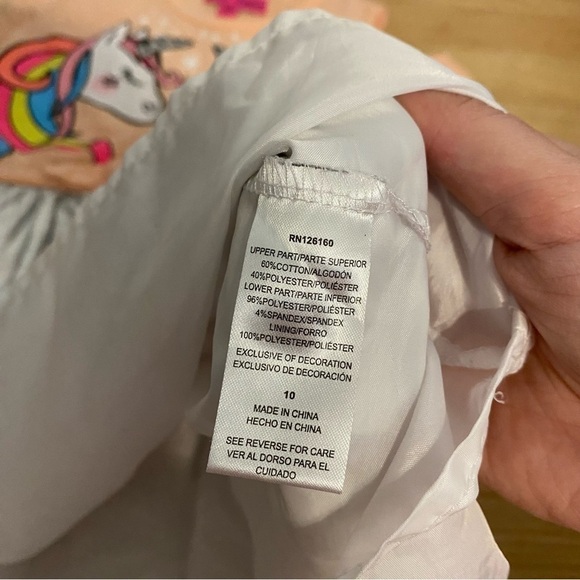 Betsey Johnson Unicorn Dress Sz 10 Cold Shoulder Peach Silver Pleated Kids Girls - Picture 8 of 9